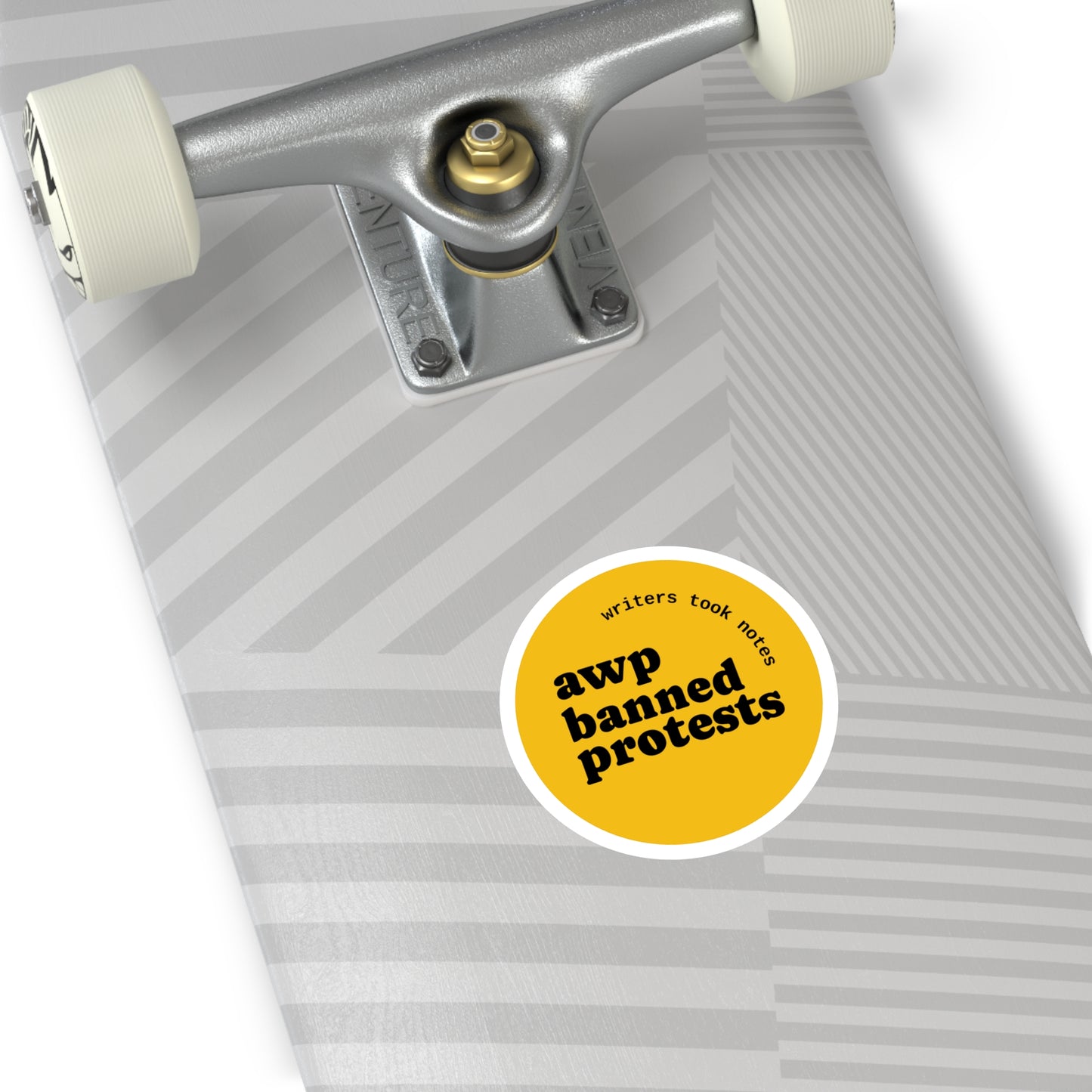 Round Protest Sticker — “awp banned protests” Yellow sticker