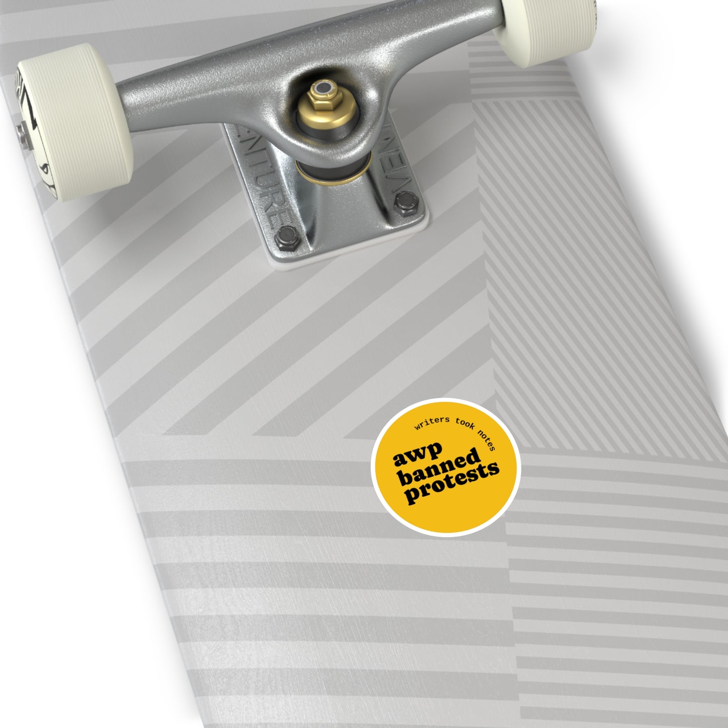 Round Protest Sticker — “awp banned protests” Yellow sticker
